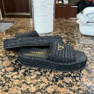 PRADA Crochet black sandals